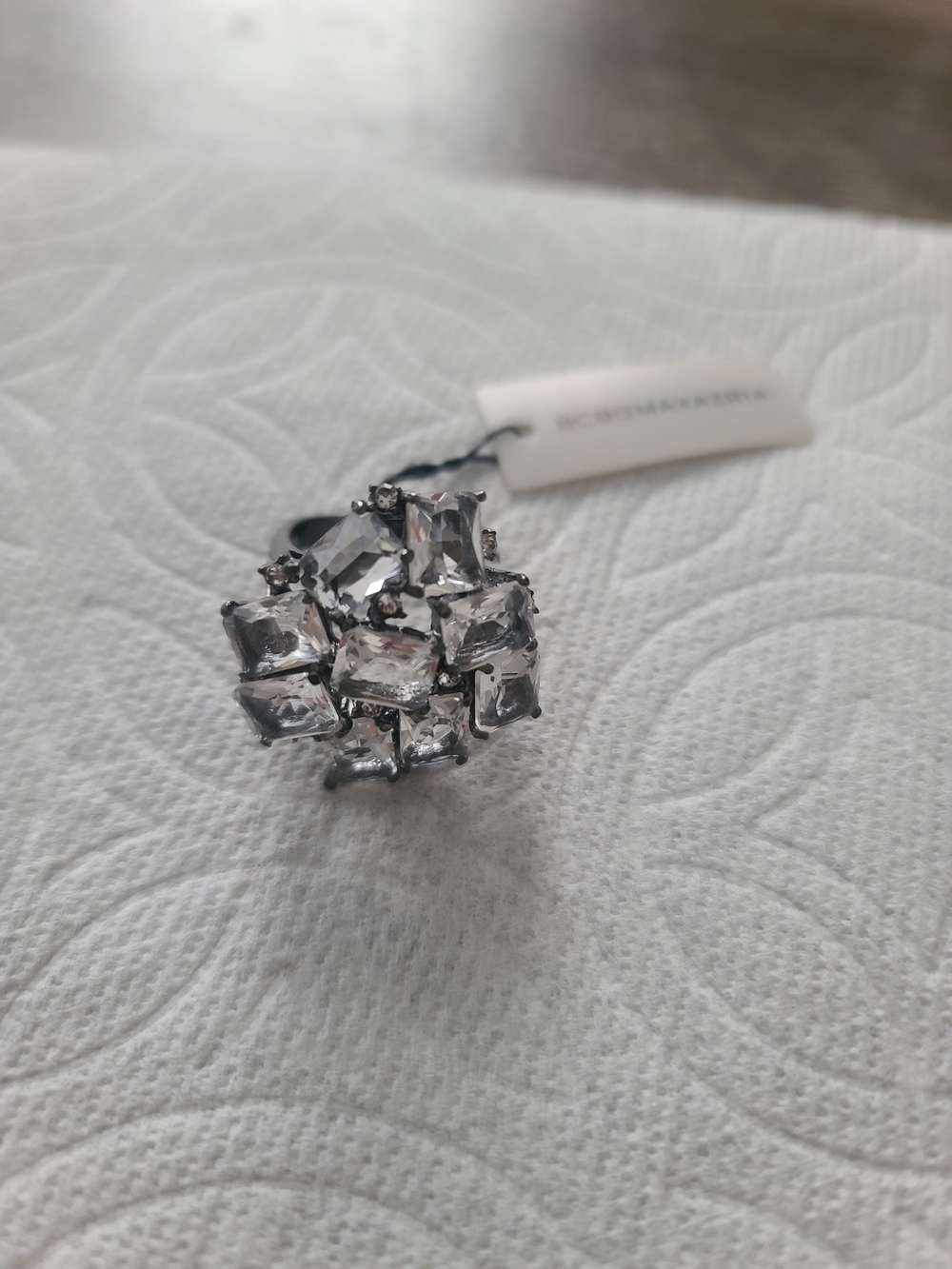 Crystal Cluster Cocktail Ring - Clear Silver